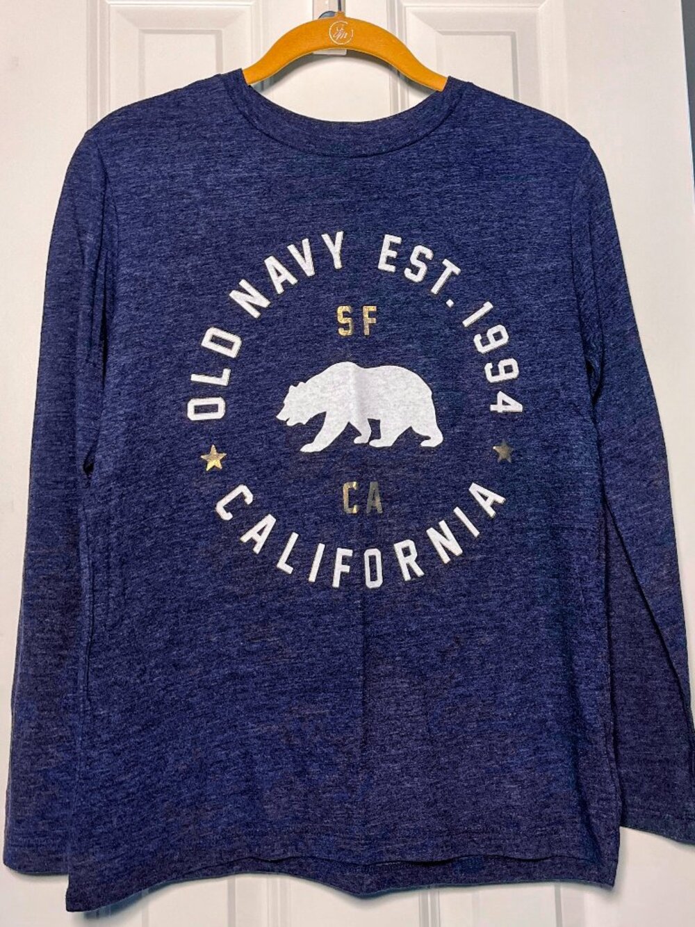 Old Navy Girls Heather Navy California Bear Graphic Tee 14/16